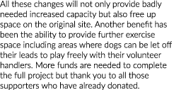 All these changes will not only provide badly needed increased capacity but also free up space on the original site     