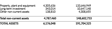                           Property, plant and equipment  4,305,636  133,646,949 Long term investment   343,014   10,6   