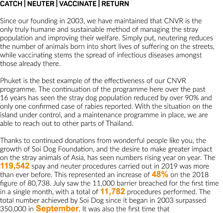 Catch   Neuter   Vaccinate   Return Since our founding in 2003, we have maintained that CNVR is the only truly humane   