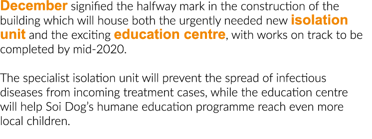 December signified the halfway mark in the construction of the building which will house both the urgently needed new   